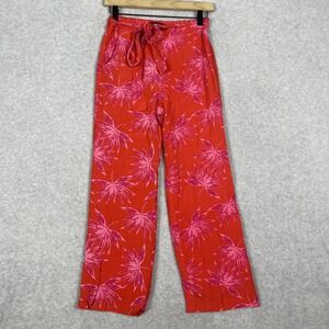 4SI3NNA The Label Tropical Palm Tie Waist Wide Leg Pants Womens XS Red Resort